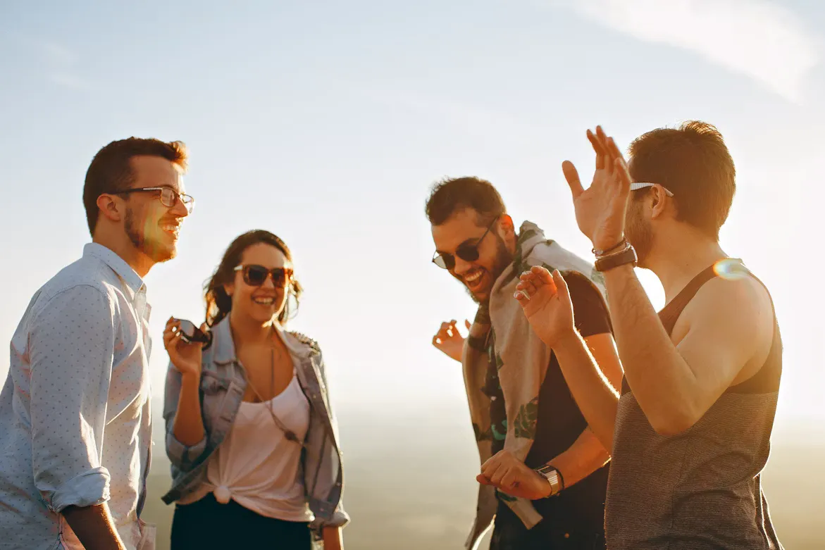 Church members talking and connecting